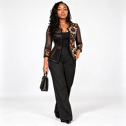 Black Floral Embroidered Mesh Jacket