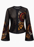 Mesh & Ankara Appliqué Jacket — Black