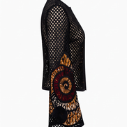Mesh & Ankara Appliqué Jacket — Black