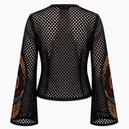 Mesh & Ankara Appliqué Jacket — Black