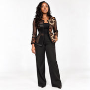 Black Floral Embroidered Mesh Jacket