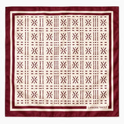 Lamode Vault burgundy Adire-inspired 100% silk satin square scarf, 70 x 70 cm