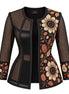 Black Floral Embroidered Mesh Jacket