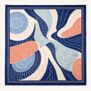 Adire Wave Silk-Like Scarf – Navy, Blush & Sage