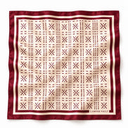 Adire Motif Silk Satin Square Scarf – 70 × 70 cm - Olive