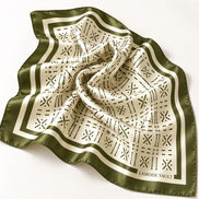 Adire Motif Silk Satin Square Scarf – 70 × 70 cm - Burgundy