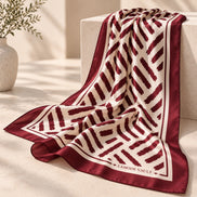 Brushstroke 100% Silk Satin Long Scarf – Burgundy