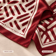 Brushstroke 100% Silk Satin Long Scarf – Burgundy