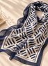 Brushstroke 100% Silk Chiffon Long Scarf – Midnight Navy