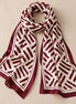 Brushstroke 100% Silk Satin Long Scarf – Burgundy