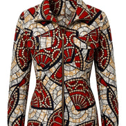 Ankara Zip Jacket | Red Mosaic Wax Print