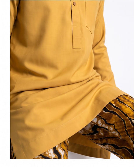 Men's Mustard Gold Senator Set with Ankara Print Trousers